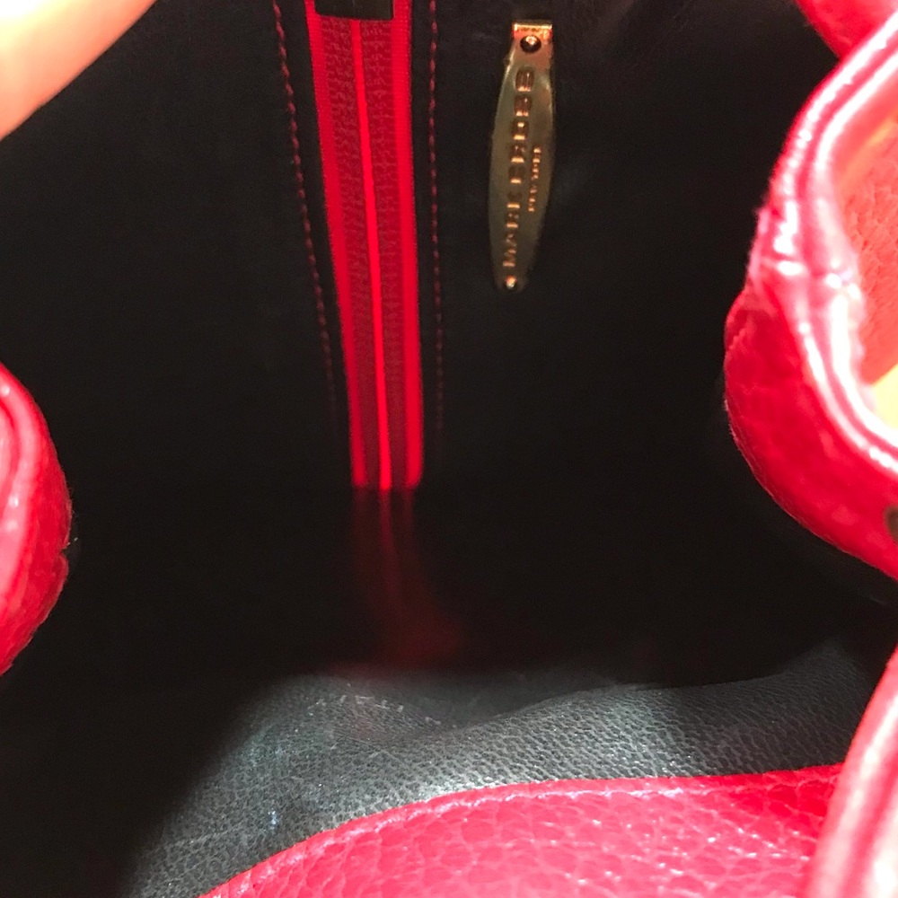 Mark Cross NY Red Leather Bucket Drawstring Backpack - Picture 6 of 9